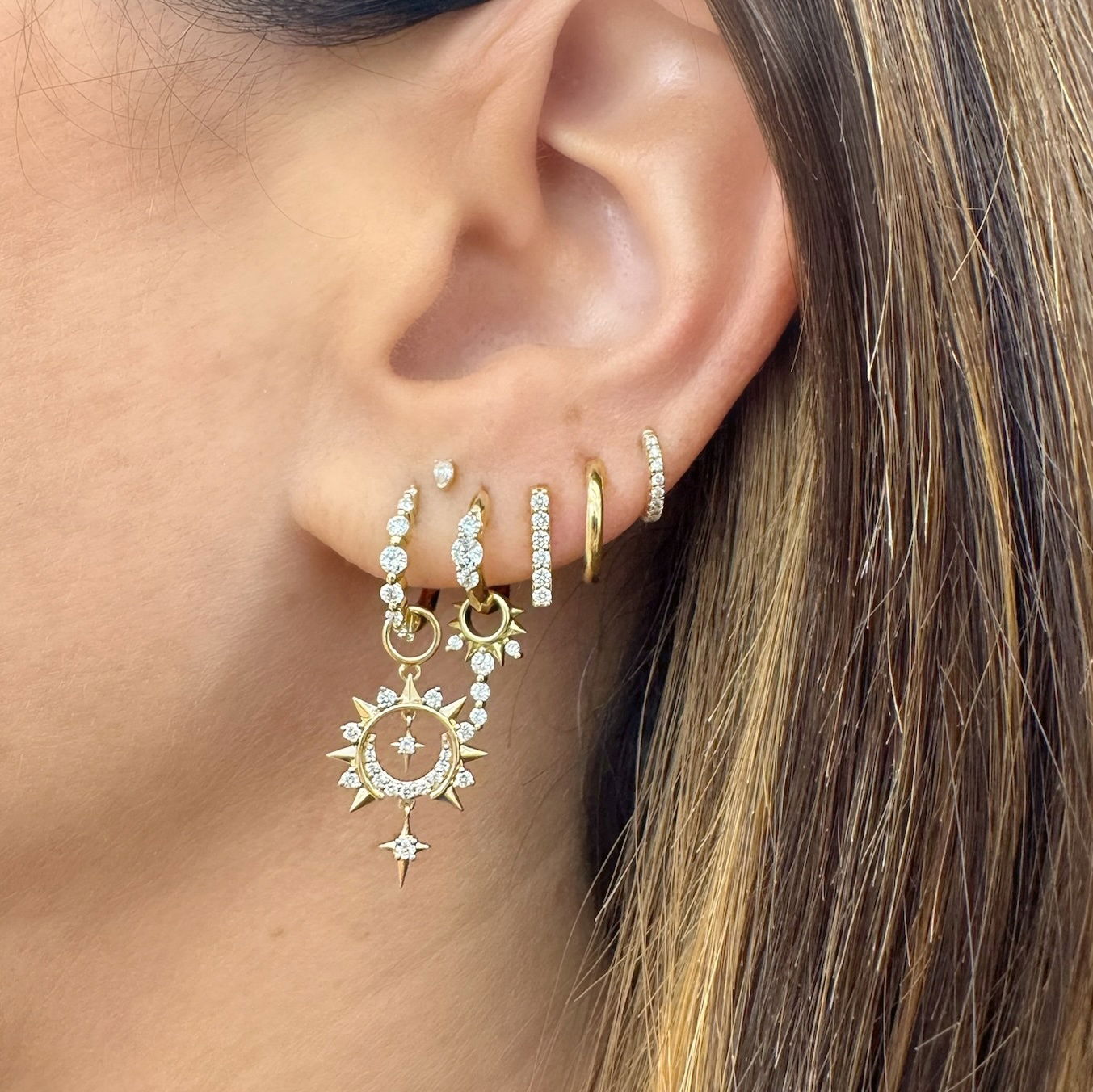 Small Prong Set Diamond Hoop