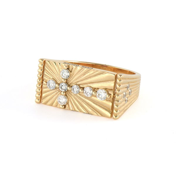 Closeup photo of Guardian Angel Double Sided Cross Flip Ring