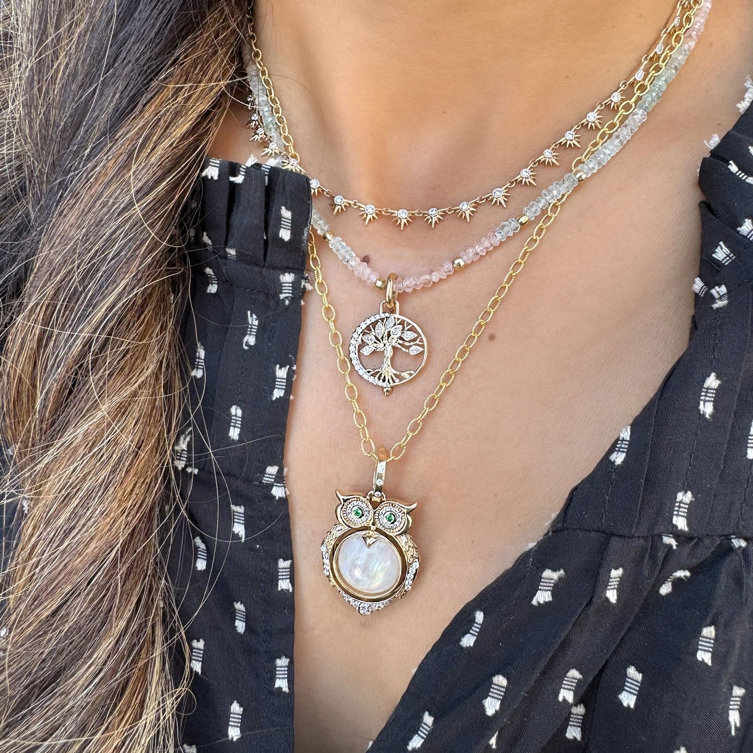 New Moon Open Tree Of Life Pendant