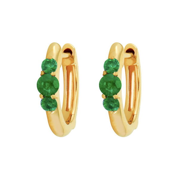 Closeup photo of Small Emerald Prong Hoops