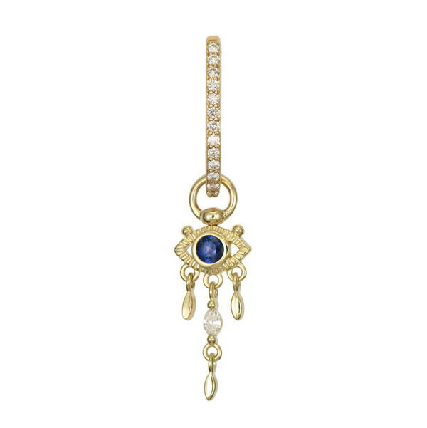 Closeup photo of Open Evil Eye Sapphire Charm