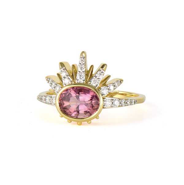 Closeup photo of One of a Kind Tourmaline Sunrise Ring