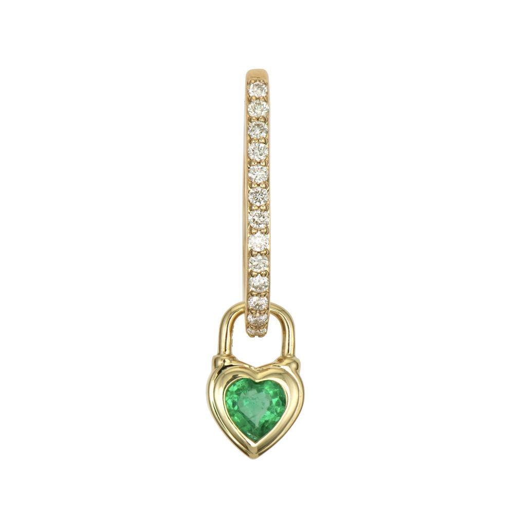Single Beating Heart Emerald Charm