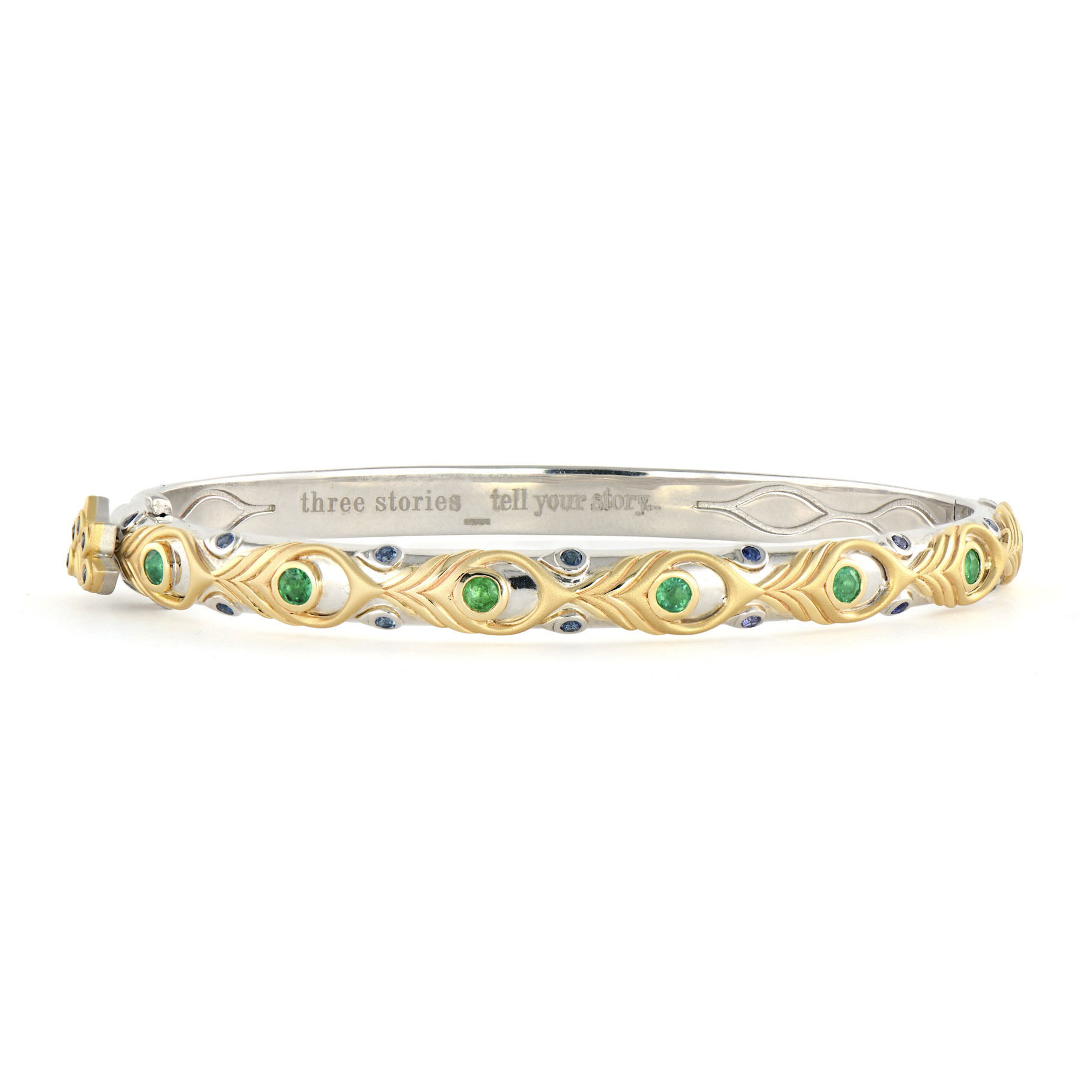 Wide Two-Toned Peacock Feather Bangle