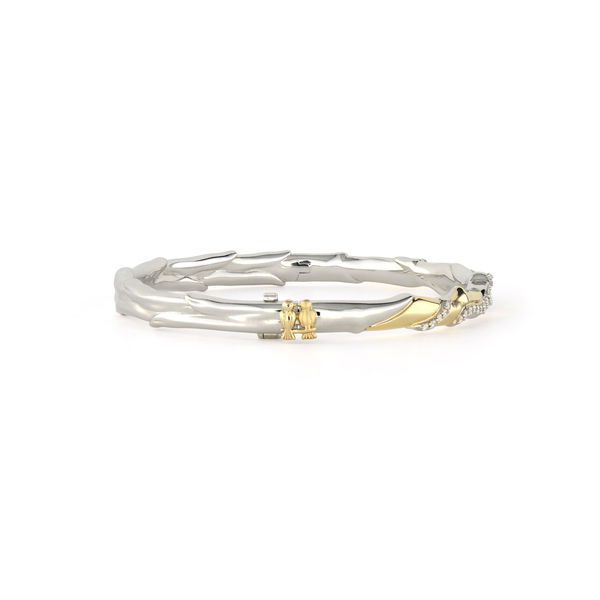 Closeup photo of Two-Toned Diamond Branch Bangle