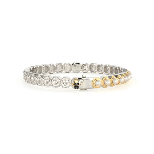 Closeup photo of Two-Toned Honeycomb Pearl Bangle