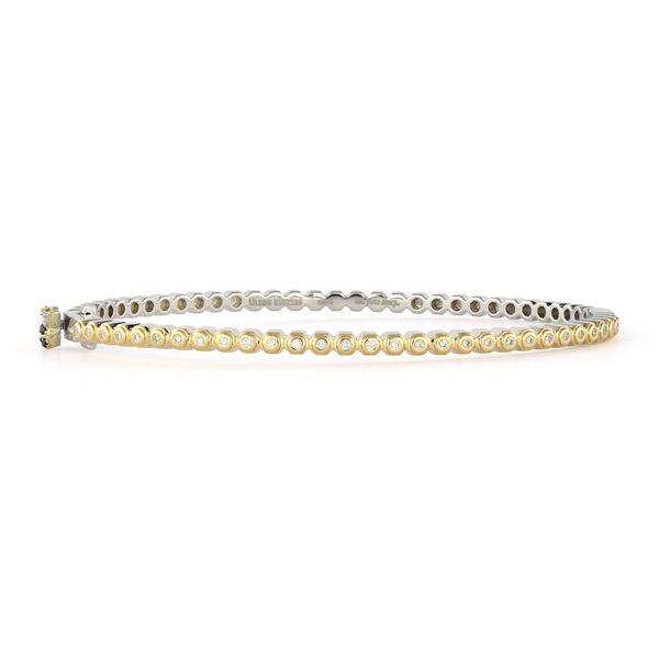 Closeup photo of Two-Toned Continuous Honeycomb Diamond Bangle