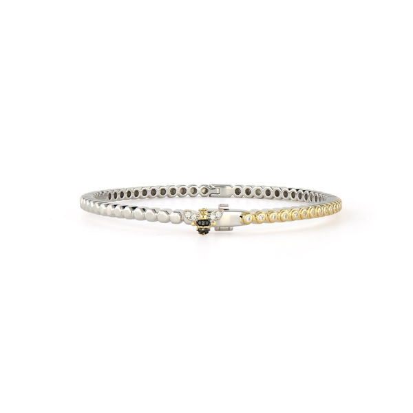 Closeup photo of Two-Toned Continuous Honeycomb Diamond Bangle
