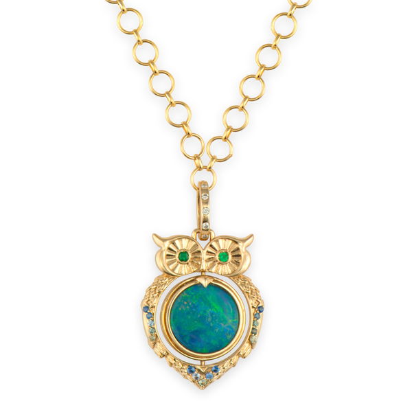 Closeup photo of Wise Owl Double Sided Locket Pendant