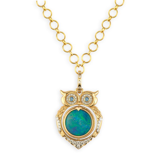 Closeup photo of Wise Owl Double Sided Locket Pendant