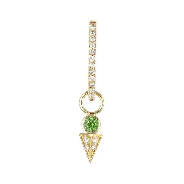 Closeup photo of Tiny Emerald Pyramid Charm