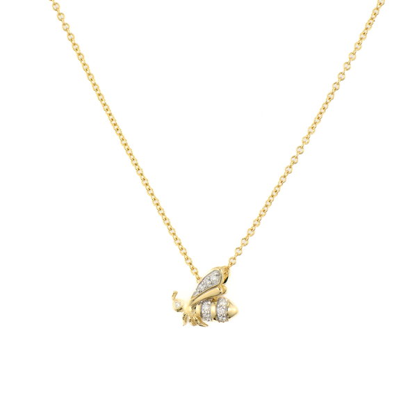 Closeup photo of Tiny Sliding Bumble Bee Necklace