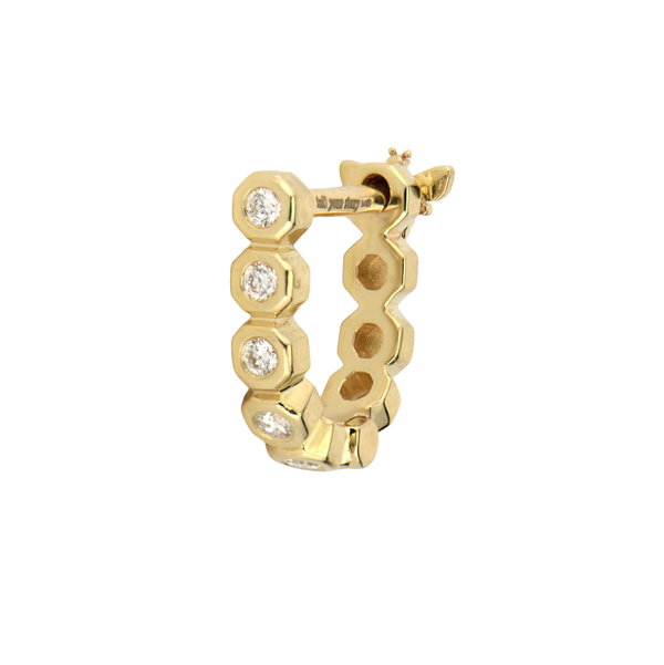Closeup photo of Small Queen Bee Diamond Huggie Hoop