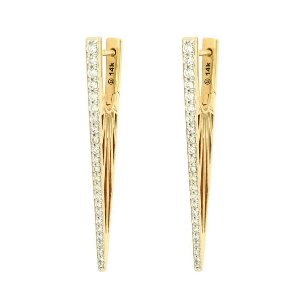Closeup photo of Cutout Elongated Diamond "V" Hoop Earrings