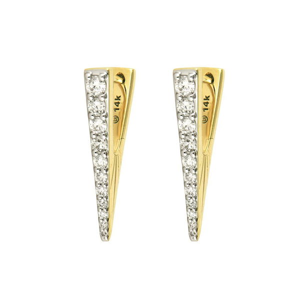 Closeup photo of Small Diamond V Hoop Earring