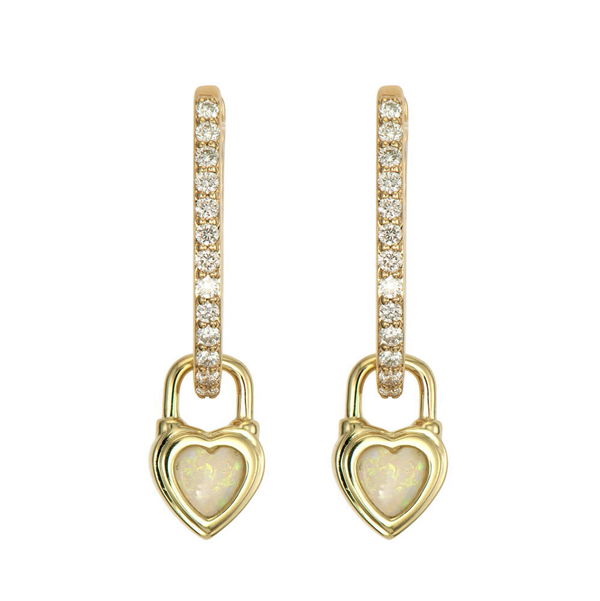 Closeup photo of Beating Heart White Opal Charm