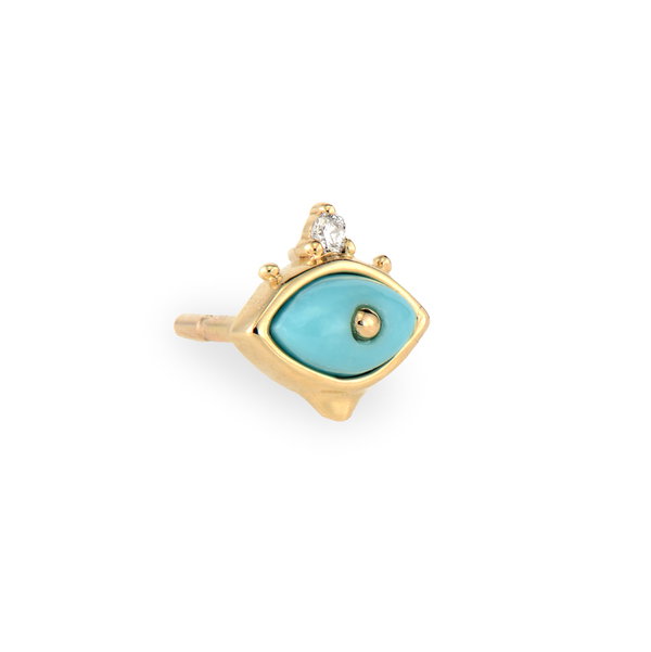 Closeup photo of Evil Eye Stud