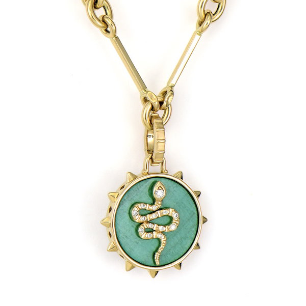 Closeup photo of Coiled SnakeTablet Pendant