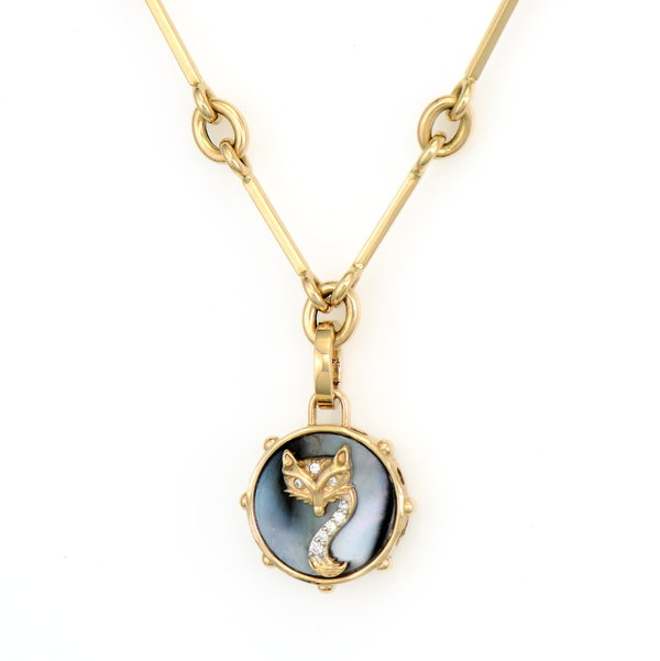 Closeup photo of Night Fox Celestial Tablet Pendant