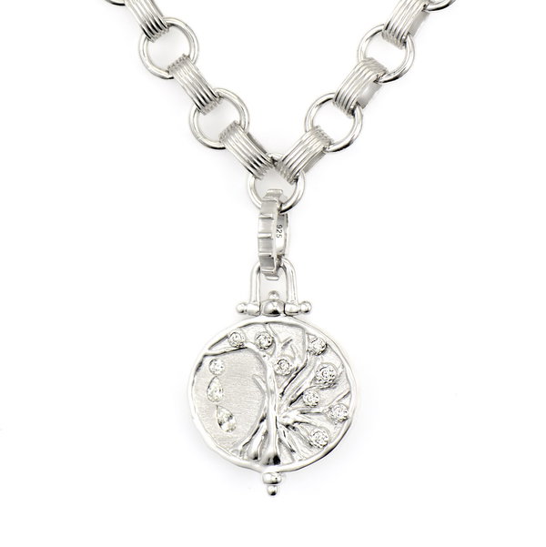Closeup photo of Sterling Silver Engraved Tree Of Life Pendant