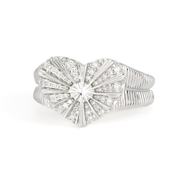 Closeup photo of Sterling Silver Diamond Love Explosion Ring