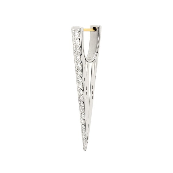 Closeup photo of Sterling Silver Elongated Diamond "V" Hoop Earring