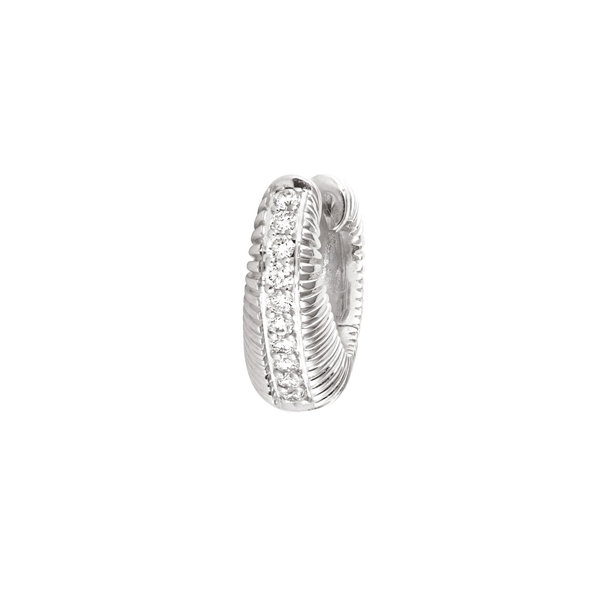 Closeup photo of Sterling Silver Puffy Ruffled Heart Hoop