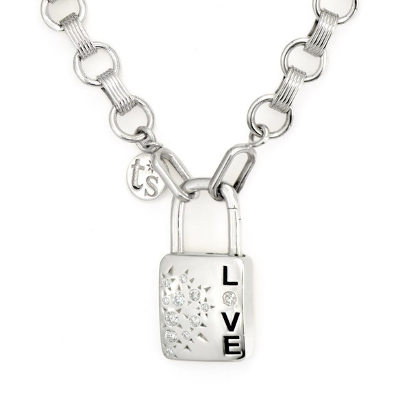 Closeup photo of Sterling Silver Medium Love Lock Pendant