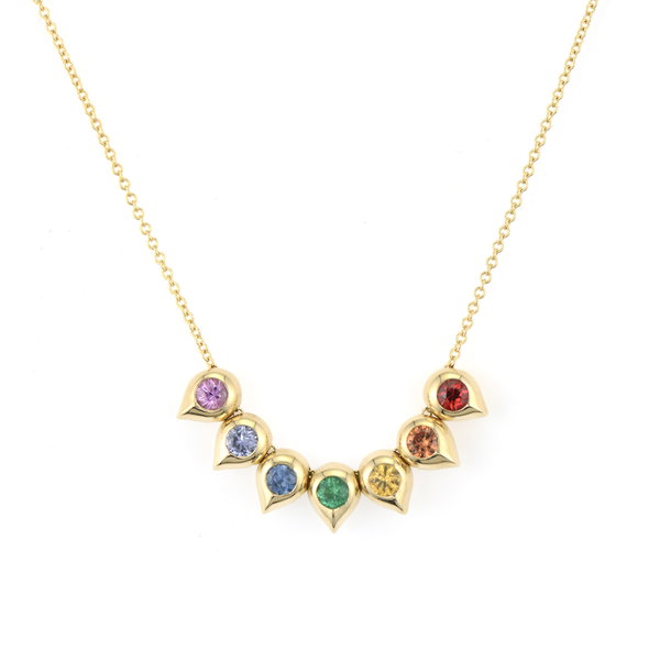Closeup photo of Double Sided 7 Bezel Sliding Teardrop Necklace