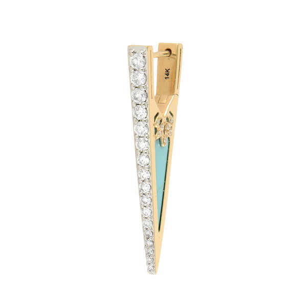Closeup photo of Stained Glass Elongated Diamond "V" Hoop Earring