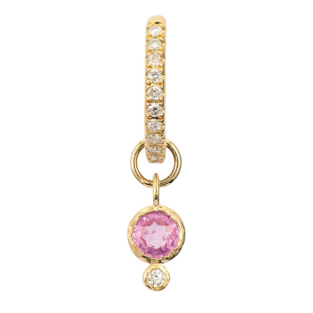 ピアス threetimes Pink coin earrings 4BNY090 Classic Tiny Pink Sapphire Earring Charms | Three Stories