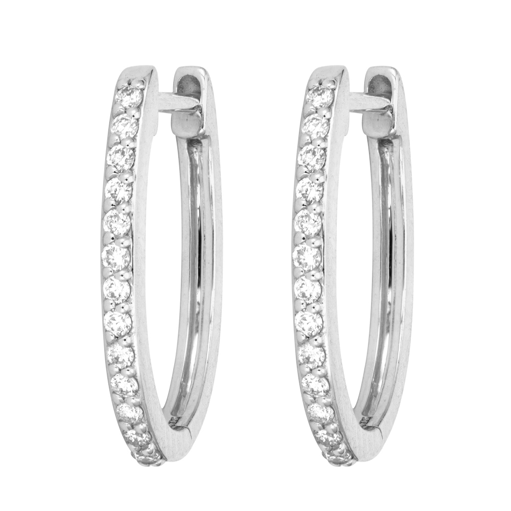 Single Classic Oval Pave Hoop