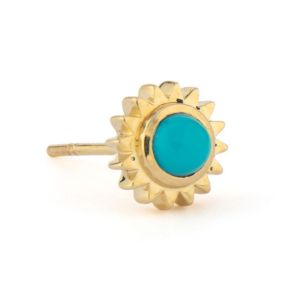 Closeup photo of Turquoise Sunflower Stud