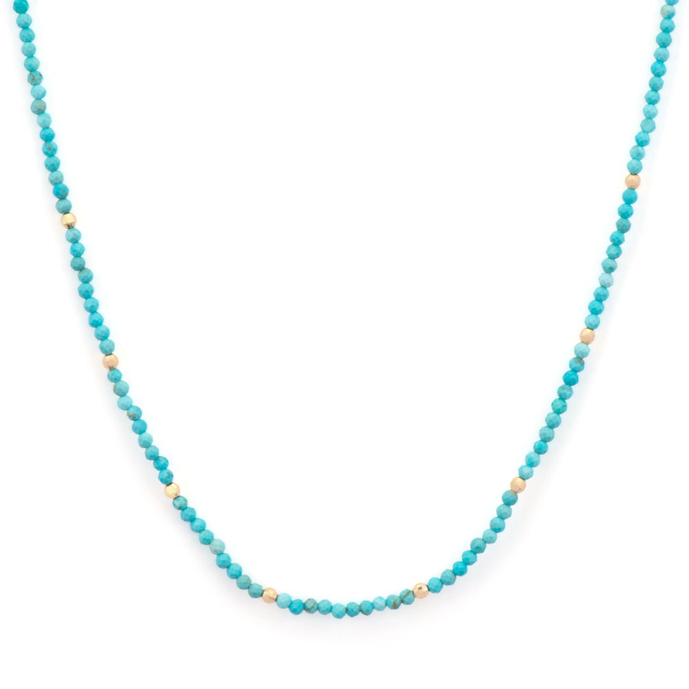 Delicate Turquoise Beaded Chain 18"