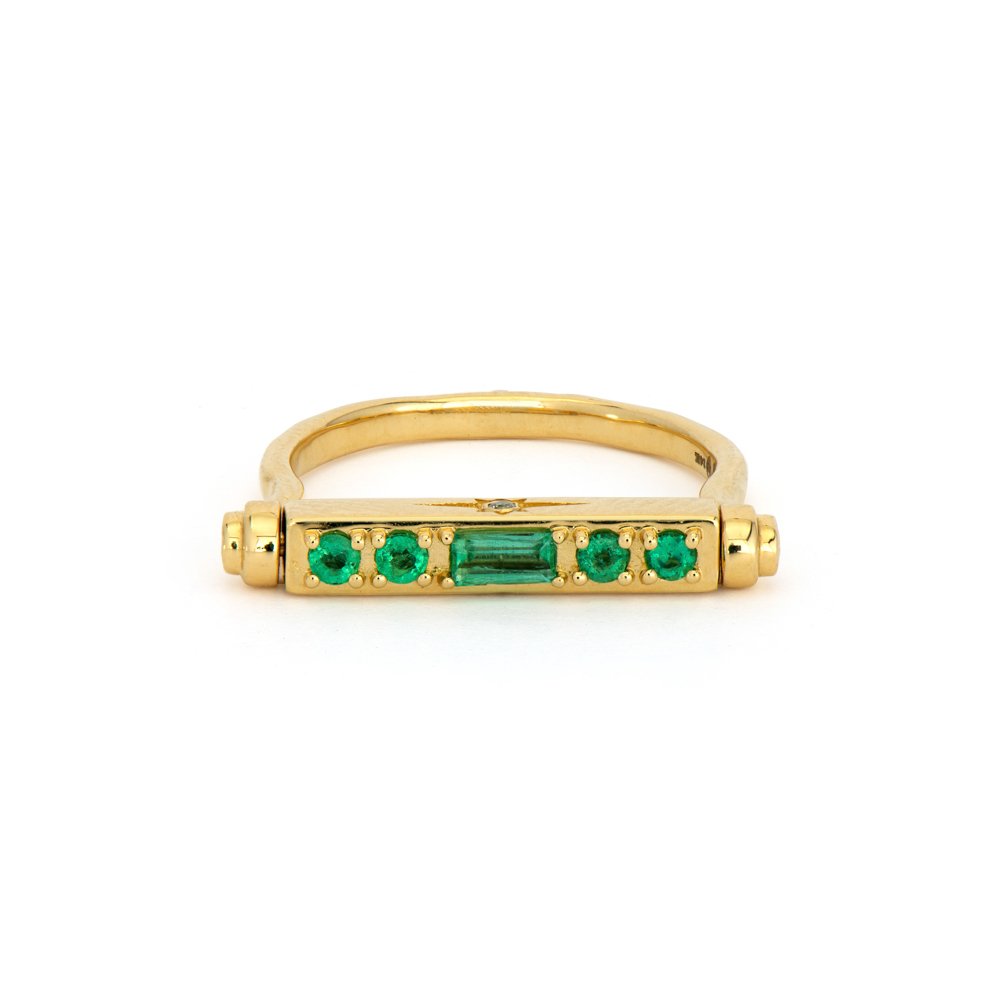 Shine Bright Diamond and Emerald Narrow Flip Ring