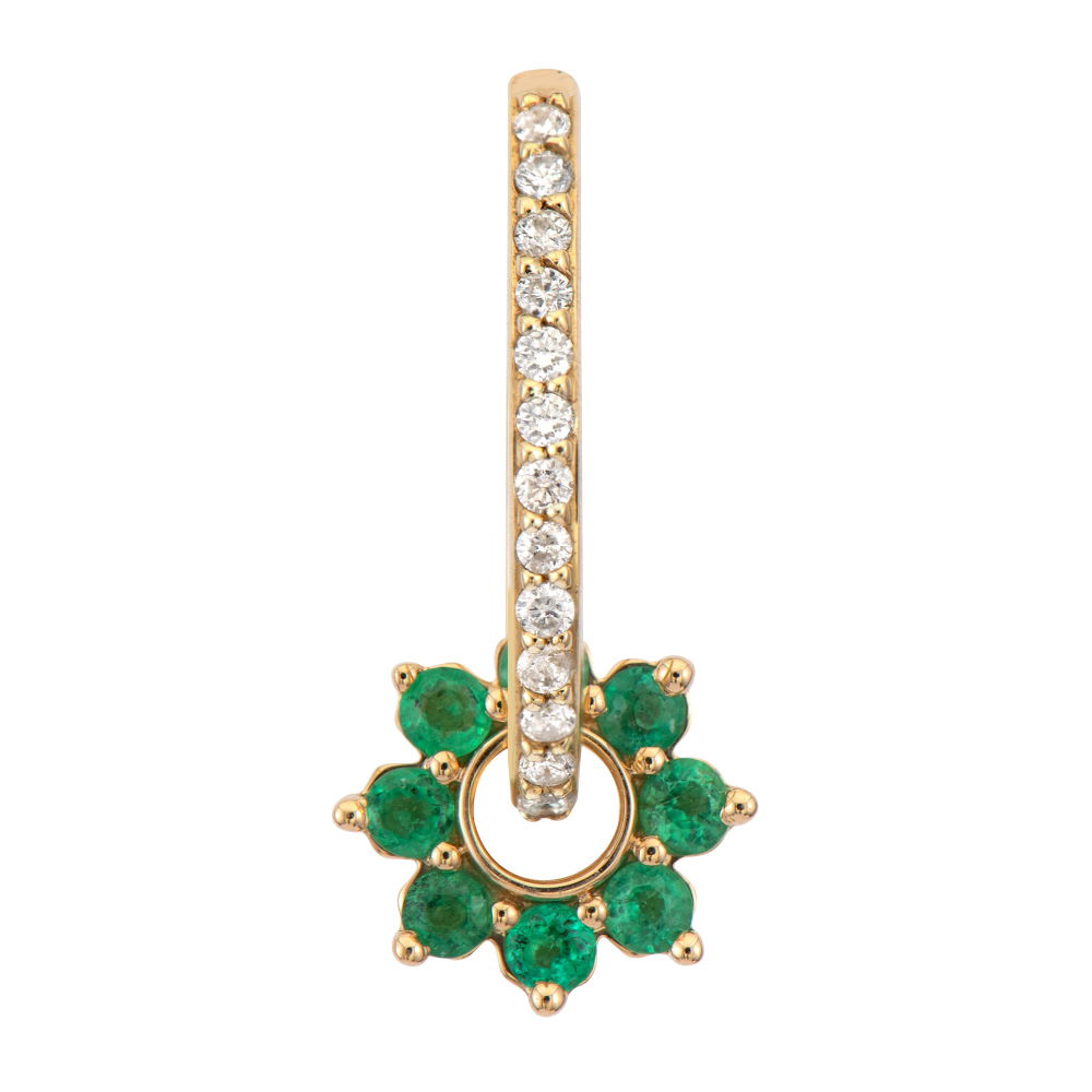 Single Tiny Emerald Flower Charm