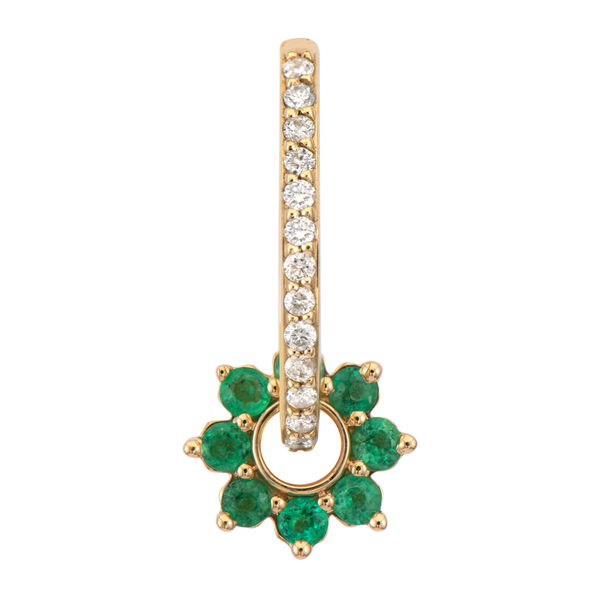 Closeup photo of Single Tiny Emerald Flower Charm