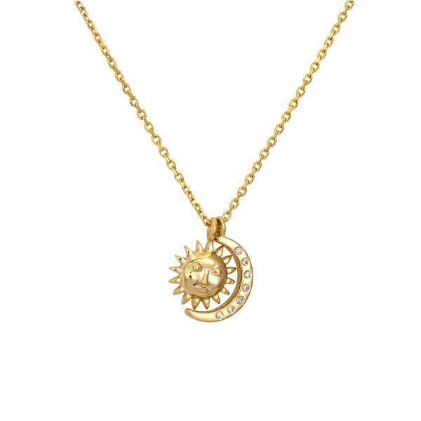 Closeup photo of Small Sun and Moon Necklace