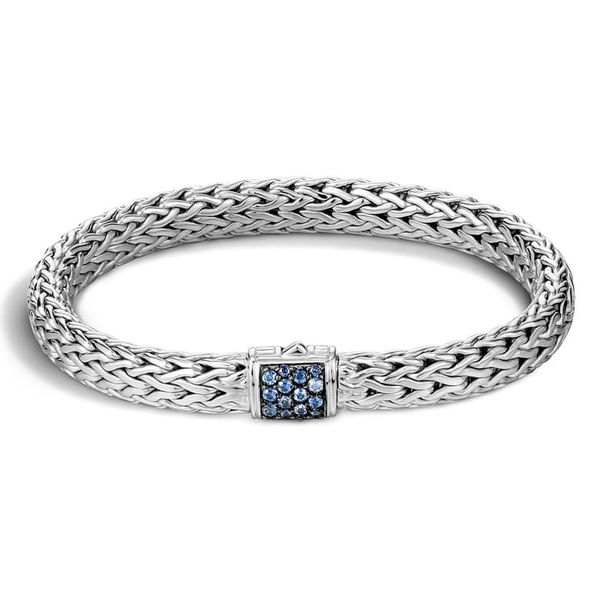Closeup photo of Classic Chain Bracelet Sterling Silver with Blue Sapphires