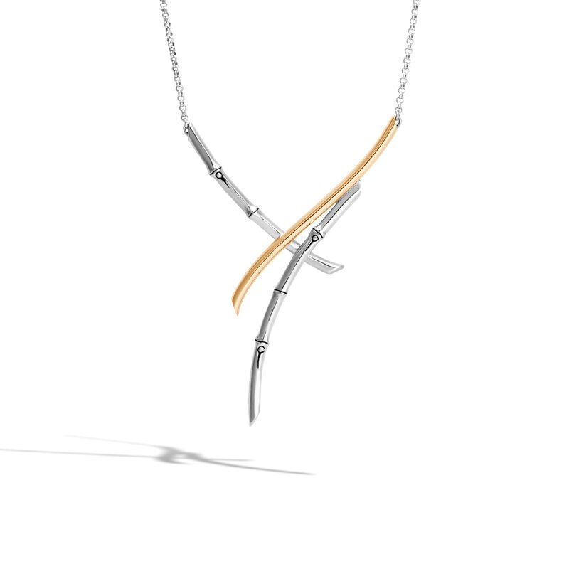 Bamboo Necklace Sterling Silver with 18K Gold