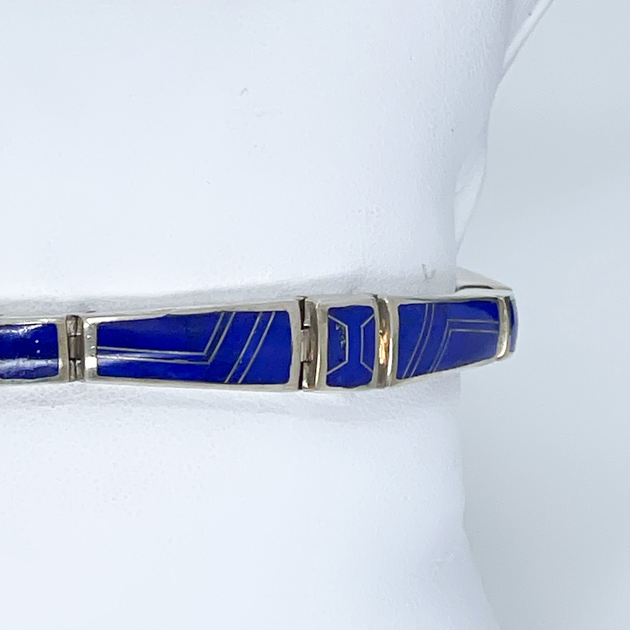 Sterling Silver GL link Bracelet with Lapis