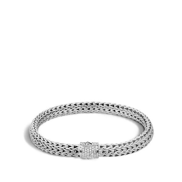 Closeup photo of Classic Chain Bracelet Sterling Silver with Diamonds