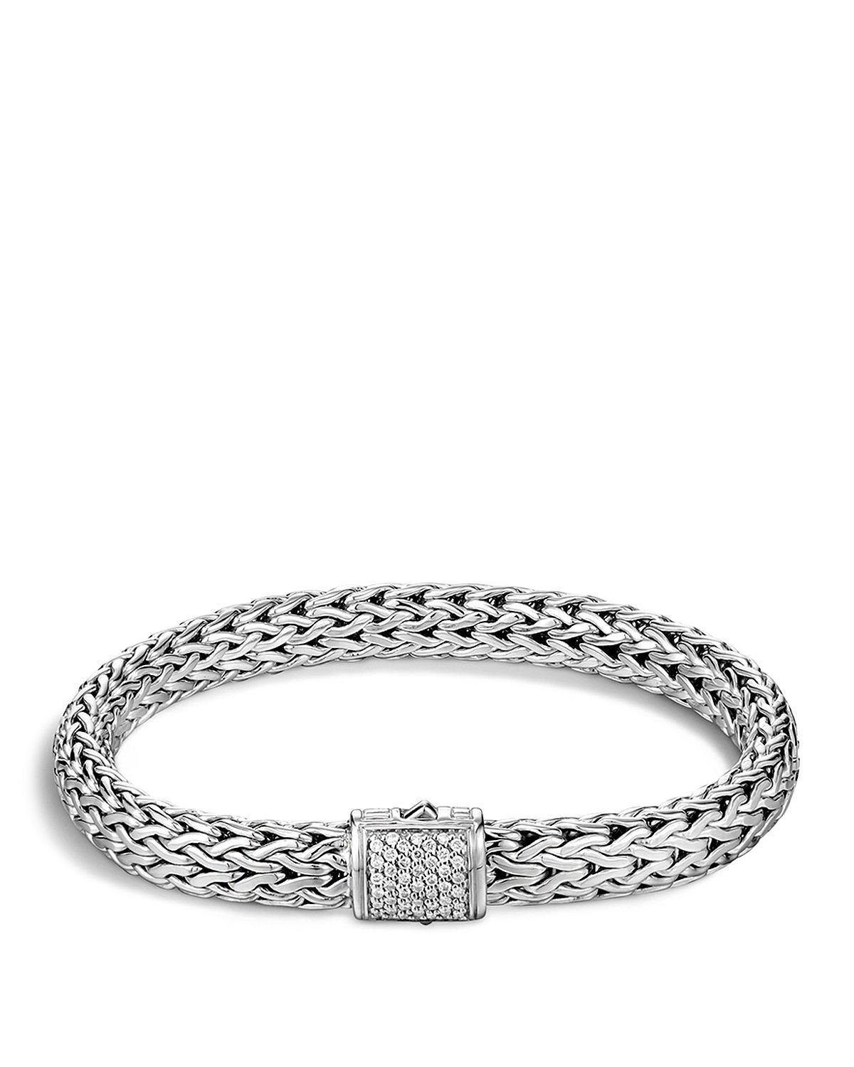 Classic Chain Bracelet Sterling Silver with Diamonds