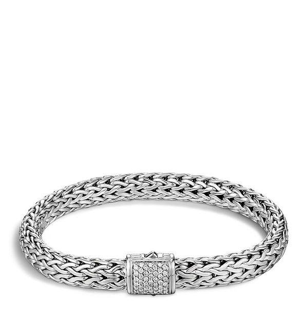 Closeup photo of Classic Chain Bracelet Sterling Silver with Diamonds