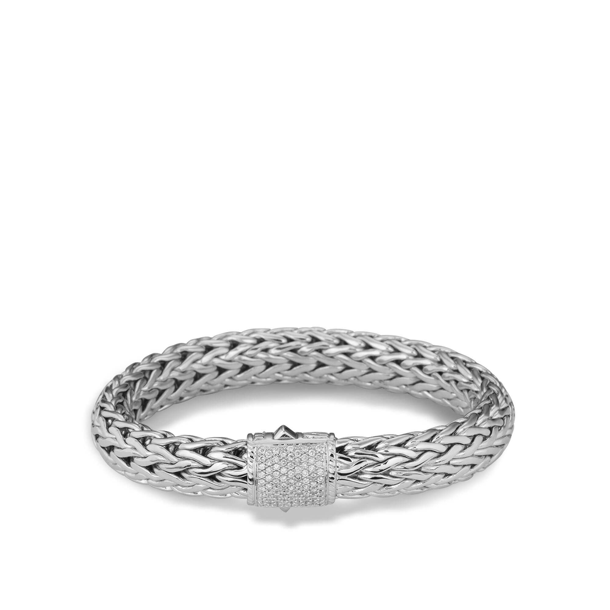 Classic Chain Bracelet Sterling Silver with Diamonds