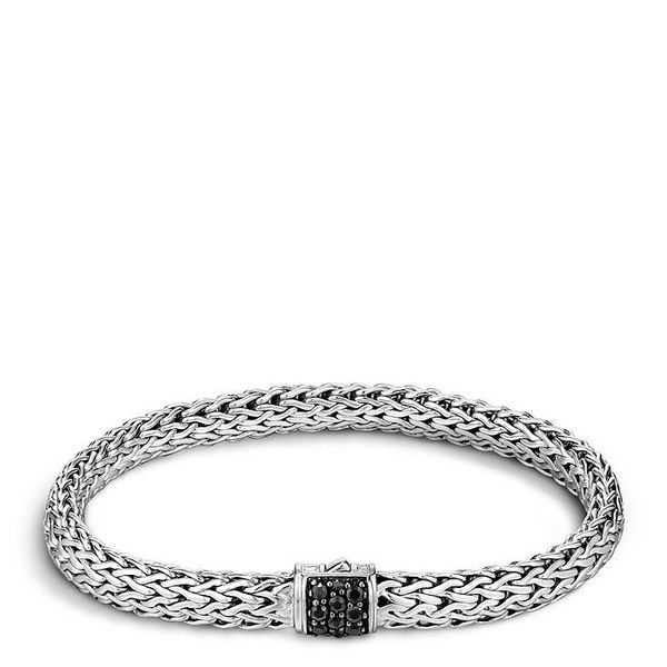 Closeup photo of Classic Chain Bracelet Sterling Silver with Black Sapphires