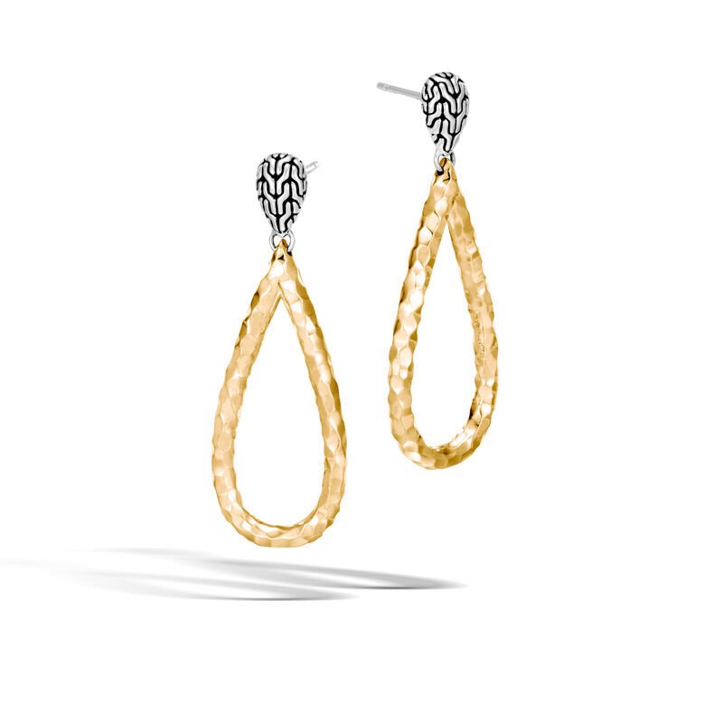 Classic Chain Drop Earrings Sterling Silver with 18K Gold