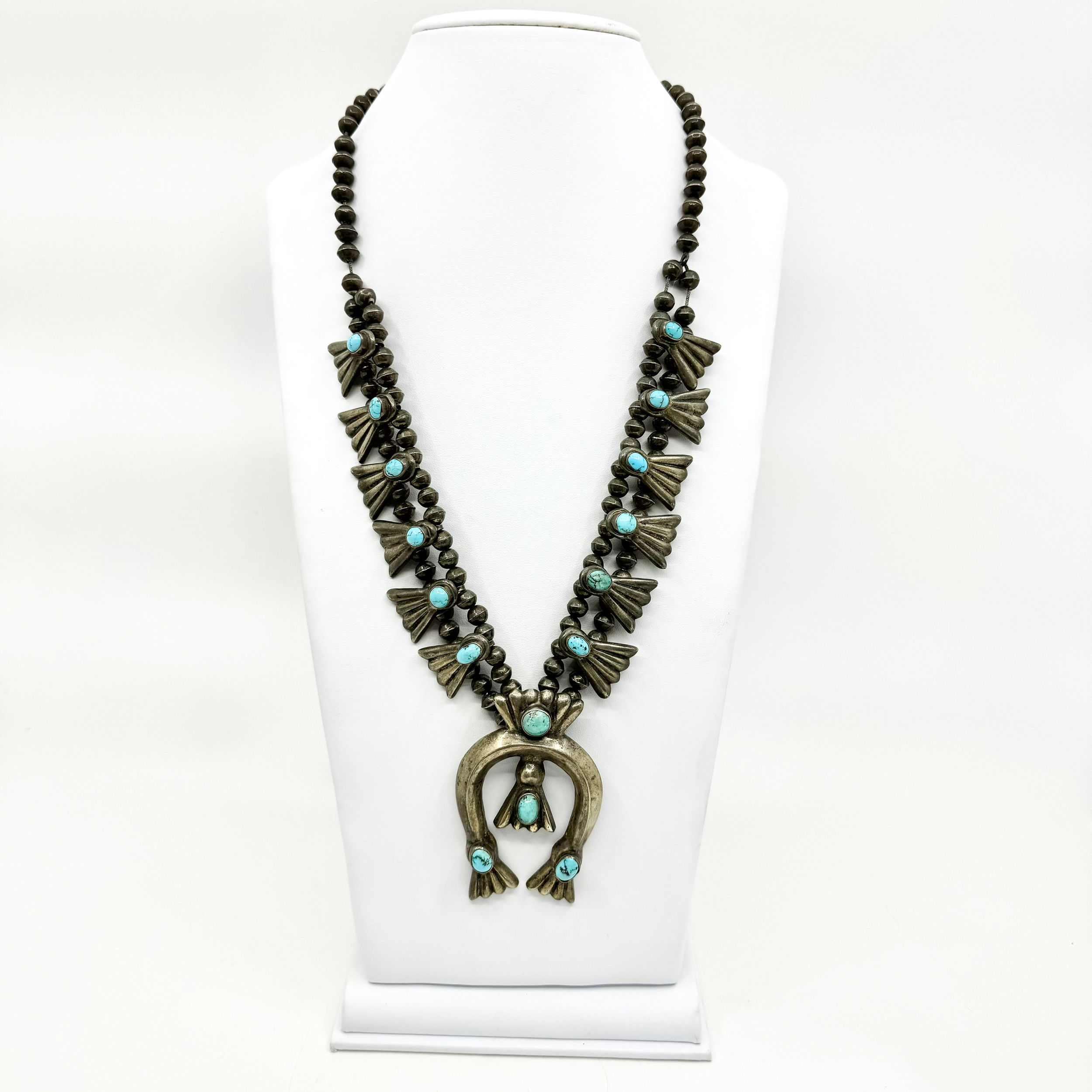 Sterling Silver Old Pawn Necklace w/ Turquoise