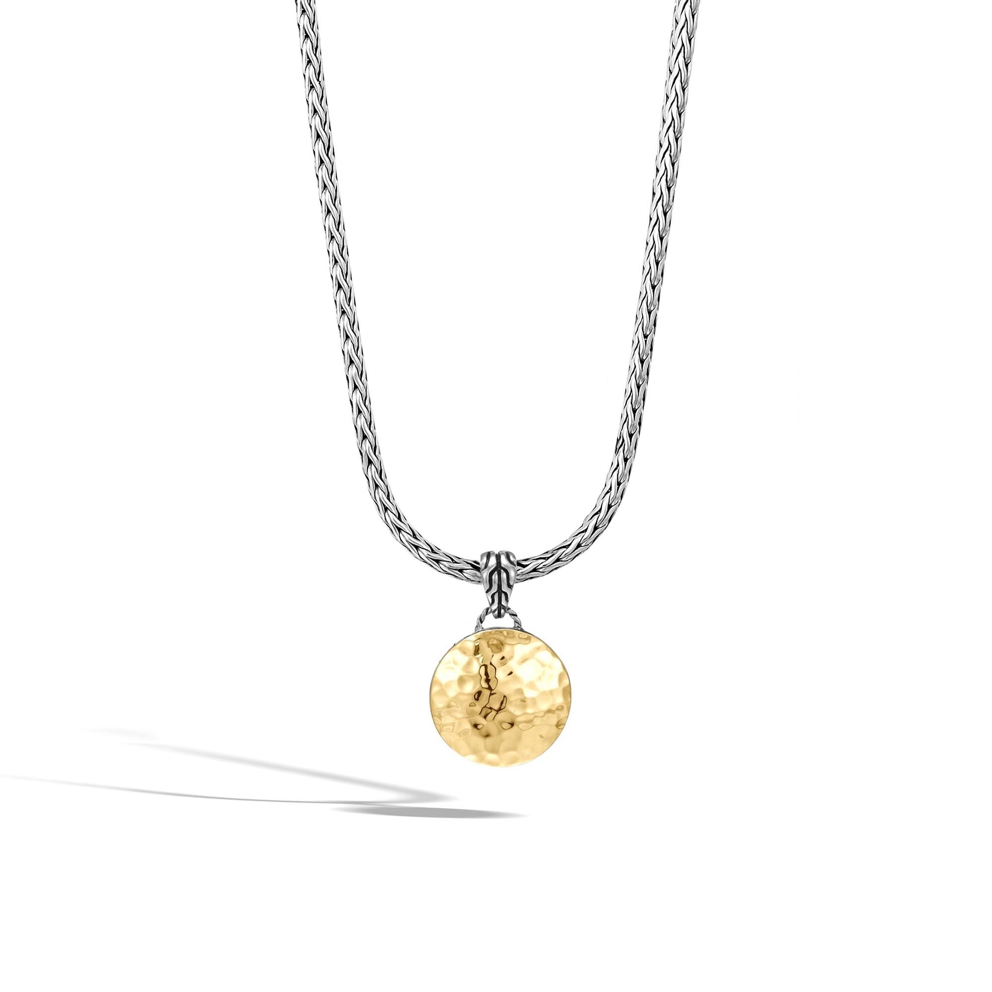 Woven Chain Necklace Sterling Silver with 18K Gold Pendant
