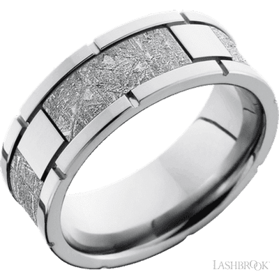 Cobalt Chrome Ring with Segmented Meteorite Inlay